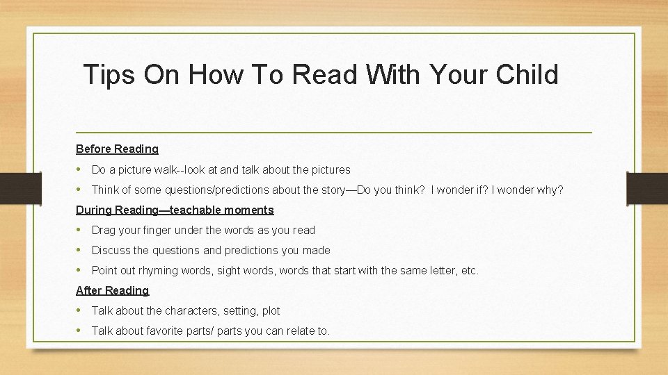 Tips On How To Read With Your Child Before Reading • Do a picture