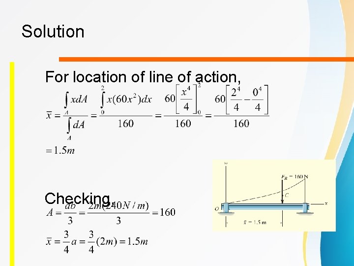 Solution For location of line of action, Checking, 