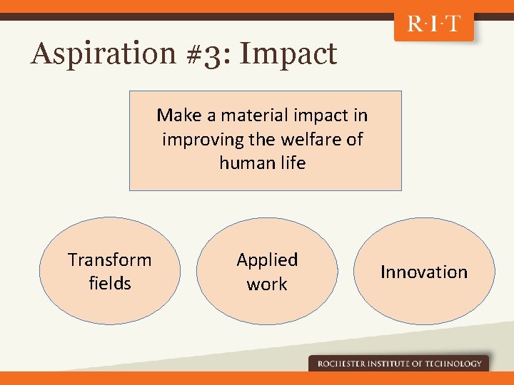 Aspiration #3: Impact Make a material impact in improving the welfare of human life