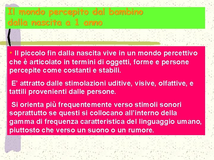 Il mondo percepito dal bambino dalla nascita a 1 anno • Il piccolo fin
