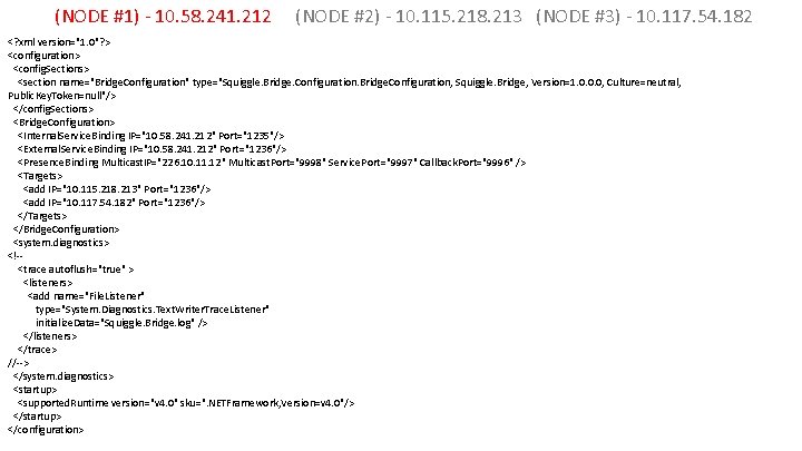 (NODE #1) - 10. 58. 241. 212 (NODE #2) - 10. 115. 218. 213