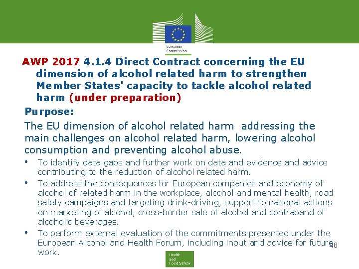 AWP 2017 4. 1. 4 Direct Contract concerning the EU dimension of alcohol related