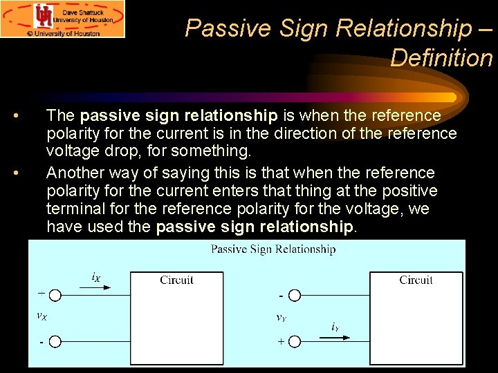 Passive Sign Relationship – Definition • • The passive sign relationship is when the