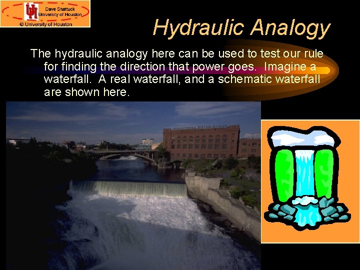 Hydraulic Analogy The hydraulic analogy here can be used to test our rule for