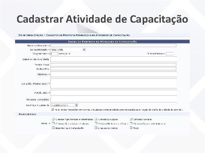 Cadastrar Atividade de Capacitação 