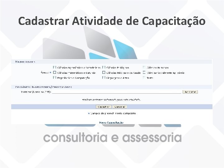 Cadastrar Atividade de Capacitação 