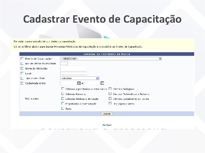 Cadastrar Evento de Capacitação 