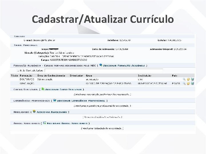 Cadastrar/Atualizar Currículo 