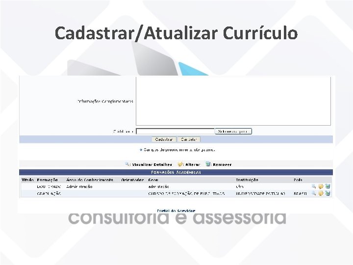 Cadastrar/Atualizar Currículo 