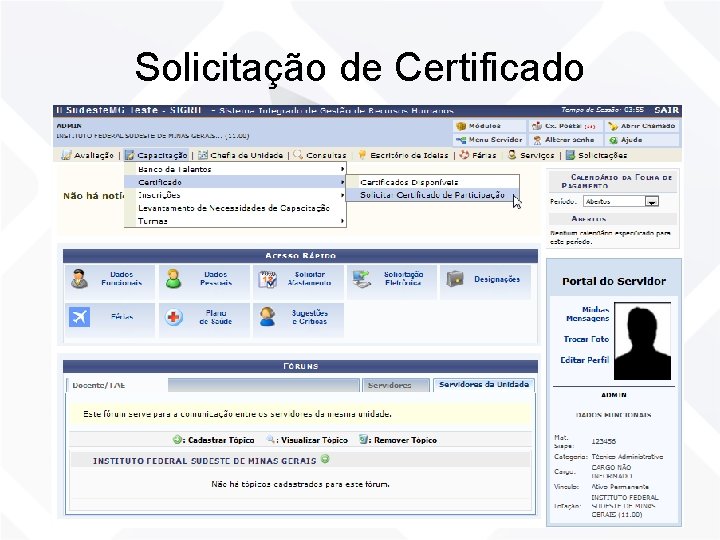 Solicitação de Certificado 