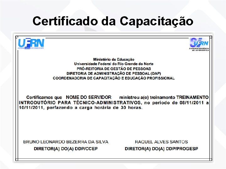Certificado da Capacitação 
