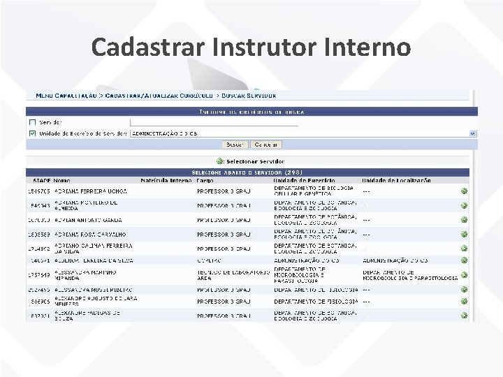 Cadastrar Instrutor Interno 