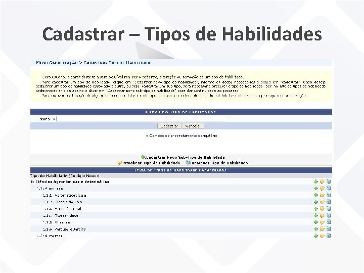 Cadastrar – Tipos de Habilidades 