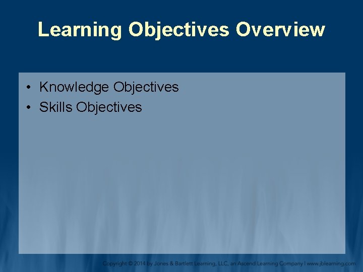 Learning Objectives Overview • Knowledge Objectives • Skills Objectives 