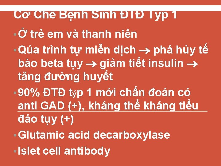 Cơ Chế Bệnh Sinh ĐTĐ Týp 1 • Ở trẻ em và thanh niên