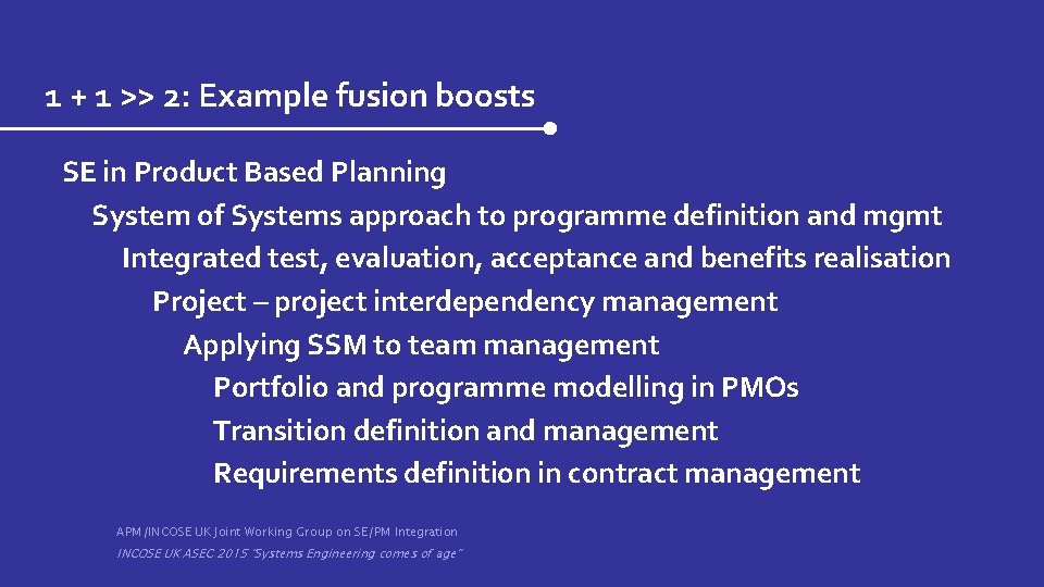 1 + 1 >> 2: Example fusion boosts SE in Product Based Planning System