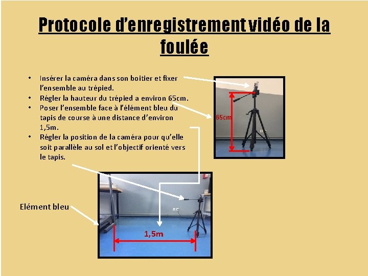 Protocole d’enregistrement vidéo de la foulée • • Insérer la caméra dans son boitier