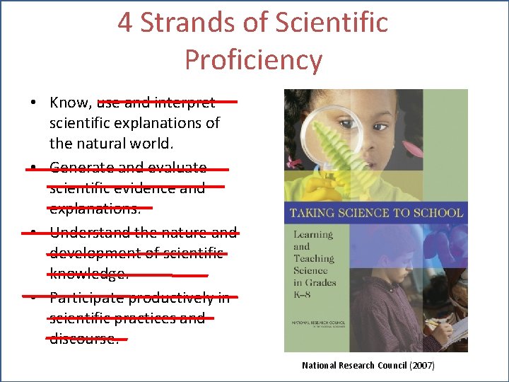 4 Strands of Scientific Proficiency • Know, use and interpret scientific explanations of the 4 Strands of Scientific Proficiency • Know, use and interpret scientific explanations of the