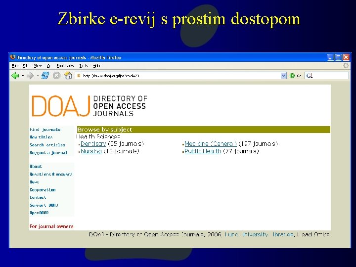 Zbirke e-revij s prostim dostopom Zbirke e-revij s prostim dostopom