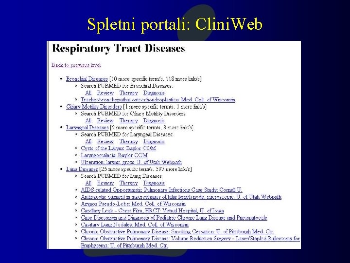 Spletni portali: Clini. Web Spletni portali: Clini. Web
