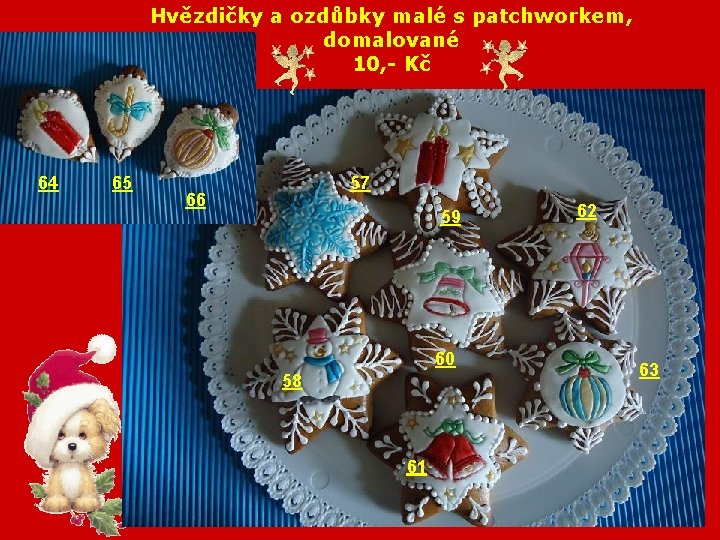 Hvězdičky a ozdůbky malé s patchworkem, domalované 10, - Kč 64 65 66 52