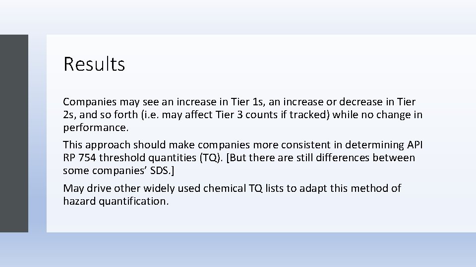 Results Companies may see an increase in Tier 1 s, an increase or decrease