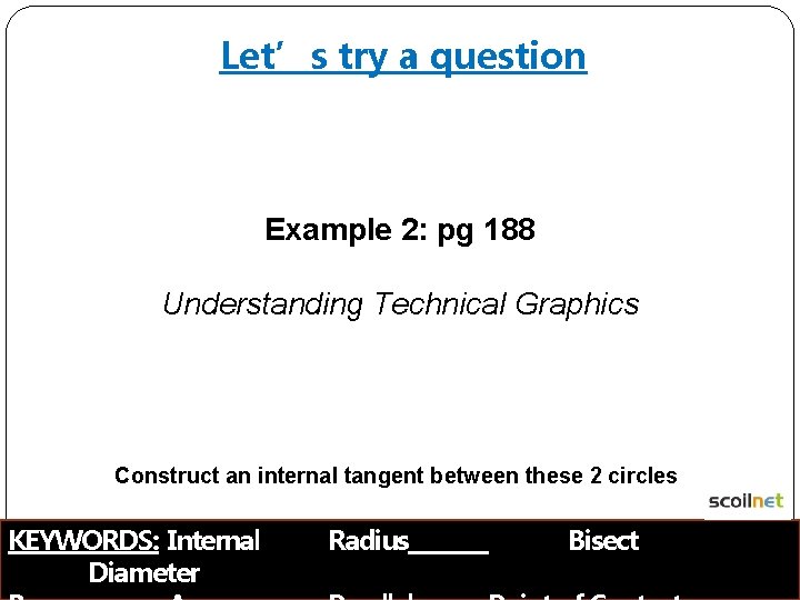 Let’s try a question Example 2: pg 188 Understanding Technical Graphics Construct an internal