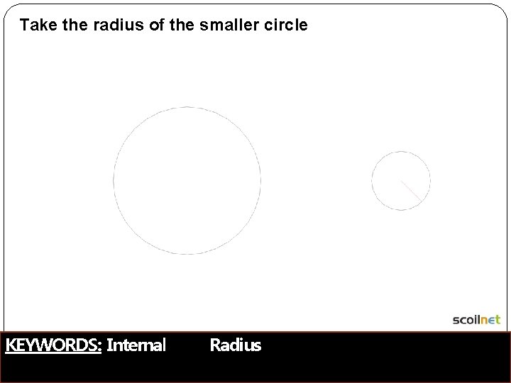 Take the radius of the smaller circle KEYWORDS: Internal Radius 