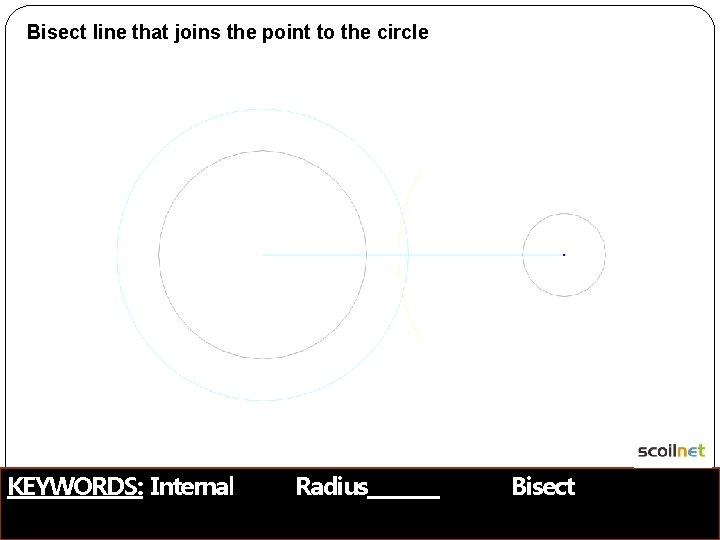 Bisect line that joins the point to the circle KEYWORDS: Internal Radius Bisect 