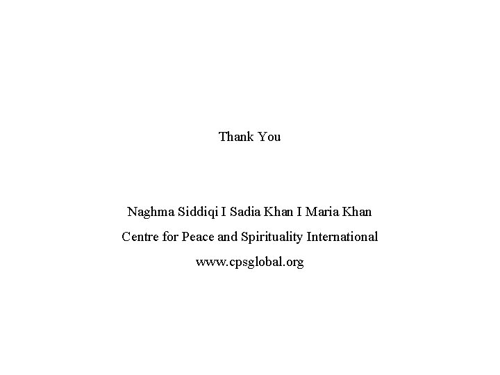 Thank You Naghma Siddiqi I Sadia Khan I Maria Khan Centre for Peace and