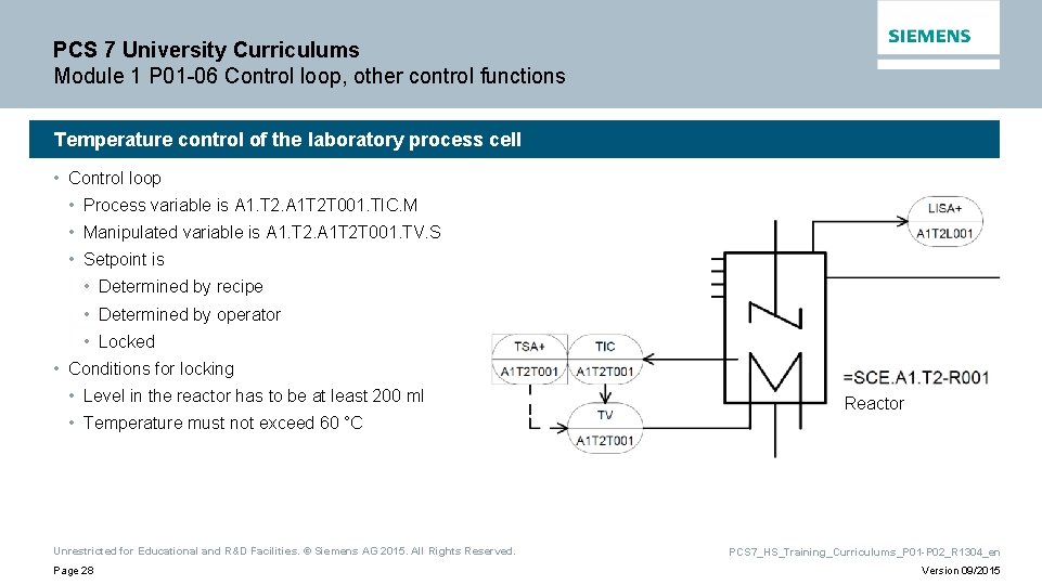 PCS 7 University Curriculums Module 1 P 01 -06 Control loop, other control functions PCS 7 University Curriculums Module 1 P 01 -06 Control loop, other control functions