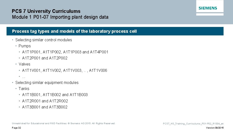 PCS 7 University Curriculums Module 1 P 01 -07 Importing plant design data Process PCS 7 University Curriculums Module 1 P 01 -07 Importing plant design data Process