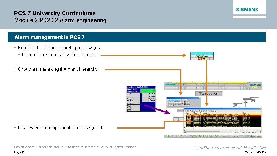 PCS 7 University Curriculums Module 2 P 02 -02 Alarm engineering Alarm management in PCS 7 University Curriculums Module 2 P 02 -02 Alarm engineering Alarm management in