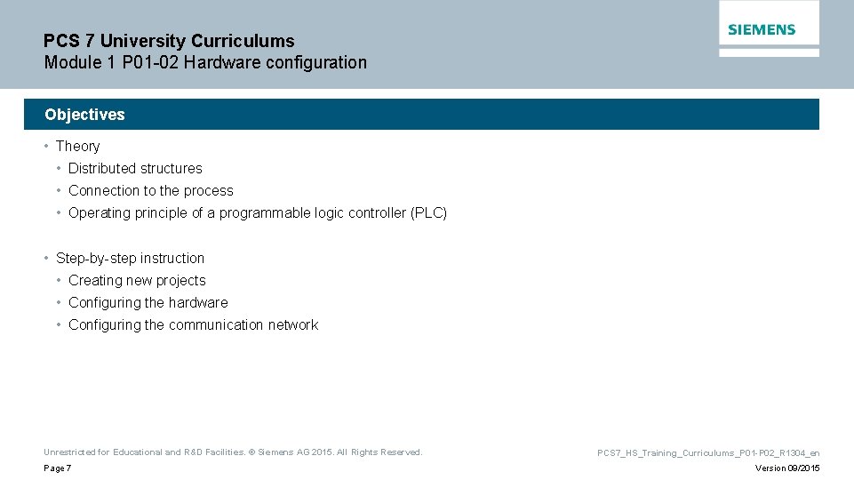 PCS 7 University Curriculums Module 1 P 01 -02 Hardware configuration Objectives • Theory PCS 7 University Curriculums Module 1 P 01 -02 Hardware configuration Objectives • Theory