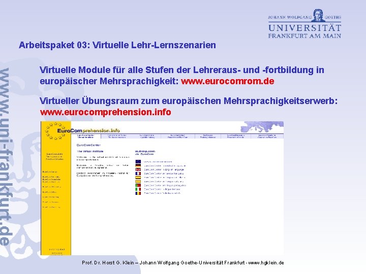 Arbeitspaket 03: Virtuelle Lehr-Lernszenarien Virtuelle Module für alle Stufen der Lehreraus- und -fortbildung in