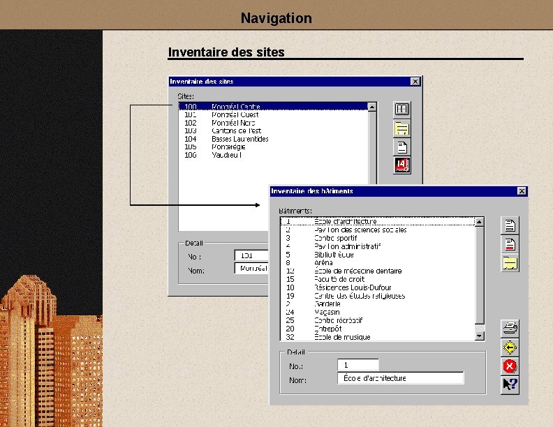 Navigation Inventaire des sites 