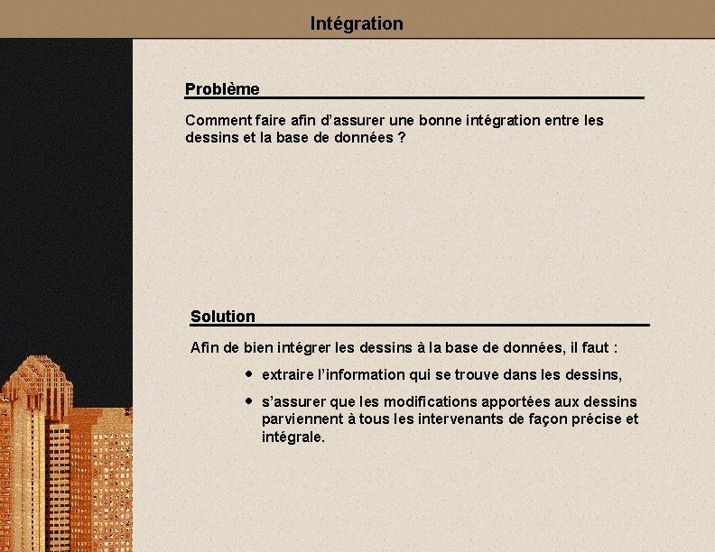 Intégration Problème Comment faire afin d’assurer une bonne intégration entre les dessins et la