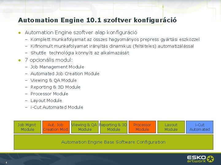 Automation Engine 10. 1 szoftver konfiguráció ● Automation Engine szoftver alap konfiguráció – Komplett