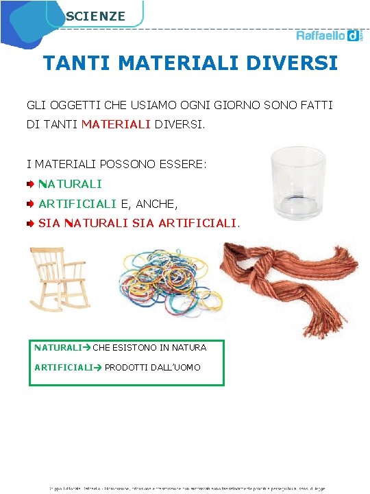 SCIENZE TANTI MATERIALI DIVERSI GLI OGGETTI CHE USIAMO OGNI GIORNO SONO FATTI DI TANTI