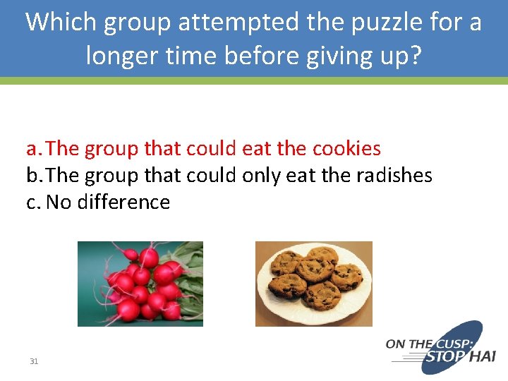 Which group attempted the puzzle for a longer time before giving up? a. The