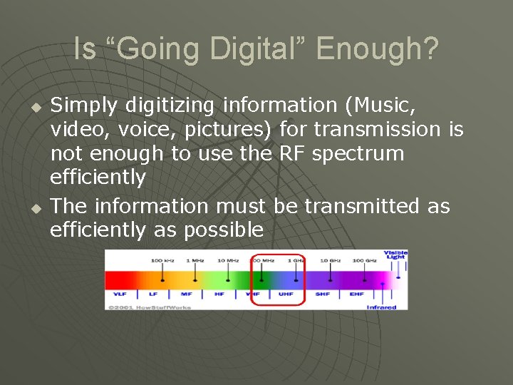 Is “Going Digital” Enough? u u Simply digitizing information (Music, video, voice, pictures) for