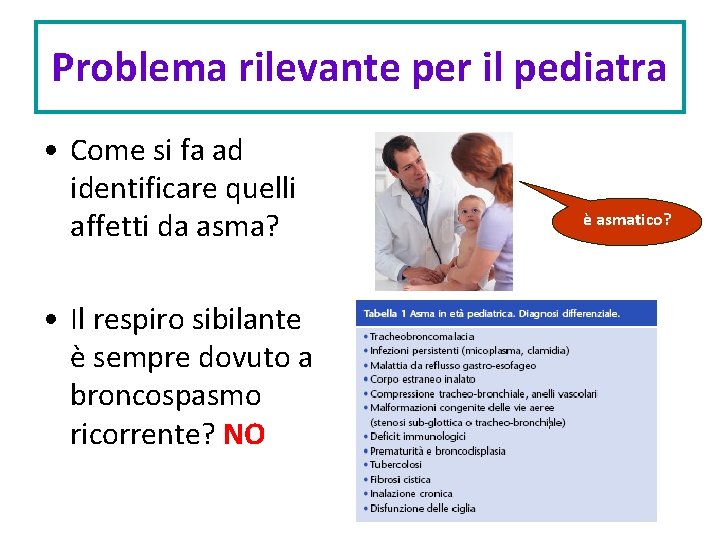 Problema rilevante per il pediatra • Come si fa ad identificare quelli affetti da