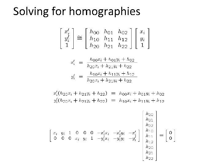 Solving for homographies 