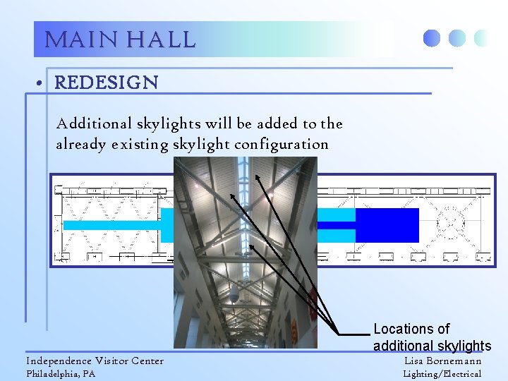 MAIN HALL • REDESIGN Additional skylights will be added to the already existing skylight