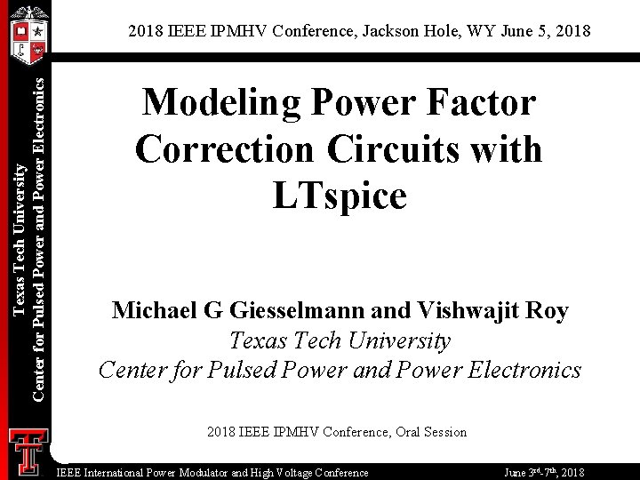 3. 0 Texas. Power Tech University Center for Pulsed and Power Electronics Center for 3. 0 Texas. Power Tech University Center for Pulsed and Power Electronics Center for