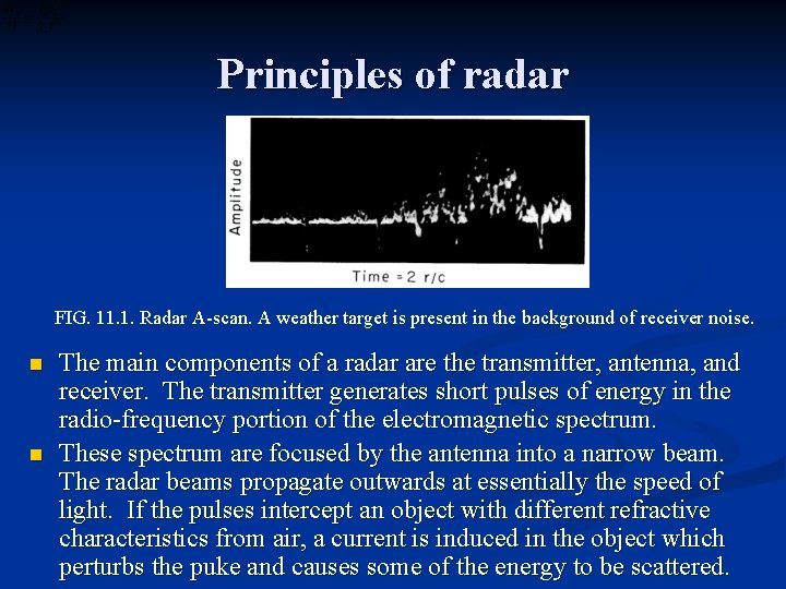 Principles of radar FIG. 11. 1. Radar A-scan. A weather target is present in
