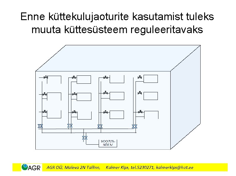 Enne küttekulujaoturite kasutamist tuleks muuta küttesüsteem reguleeritavaks AGR OÜ, Maleva 2 N Tallinn, Kalmer