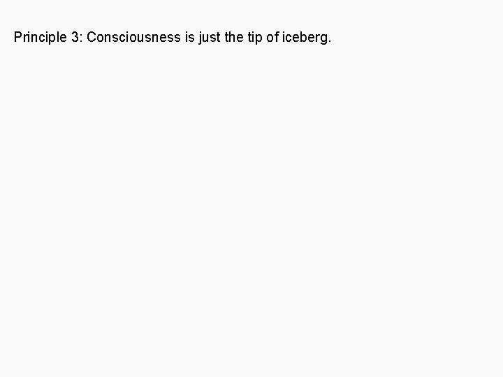  Principle 3: Consciousness is just the tip of iceberg. 