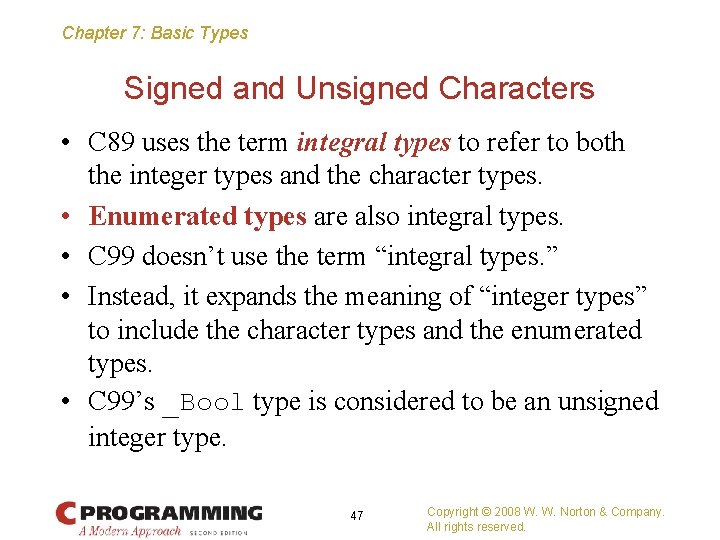 Chapter 7 Basic Types Chapter 7 Basic Types