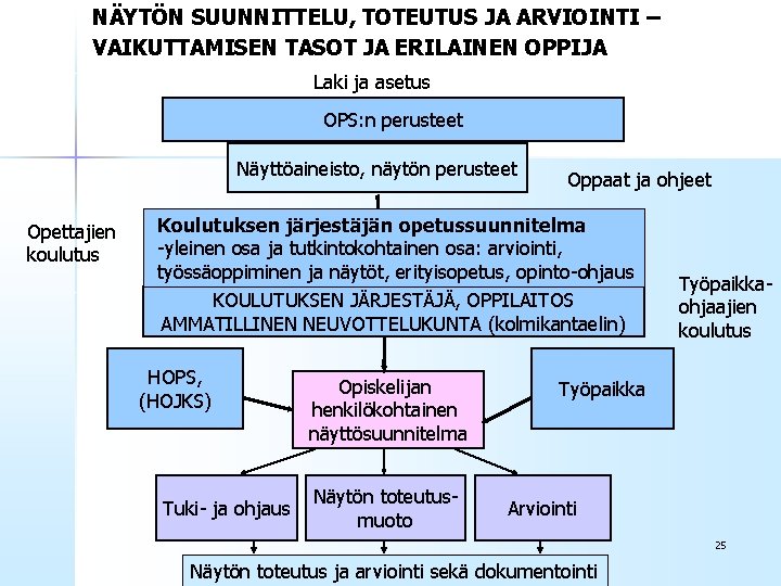 NÄYTÖN SUUNNITTELU, TOTEUTUS JA ARVIOINTI – VAIKUTTAMISEN TASOT JA ERILAINEN OPPIJA Laki ja asetus